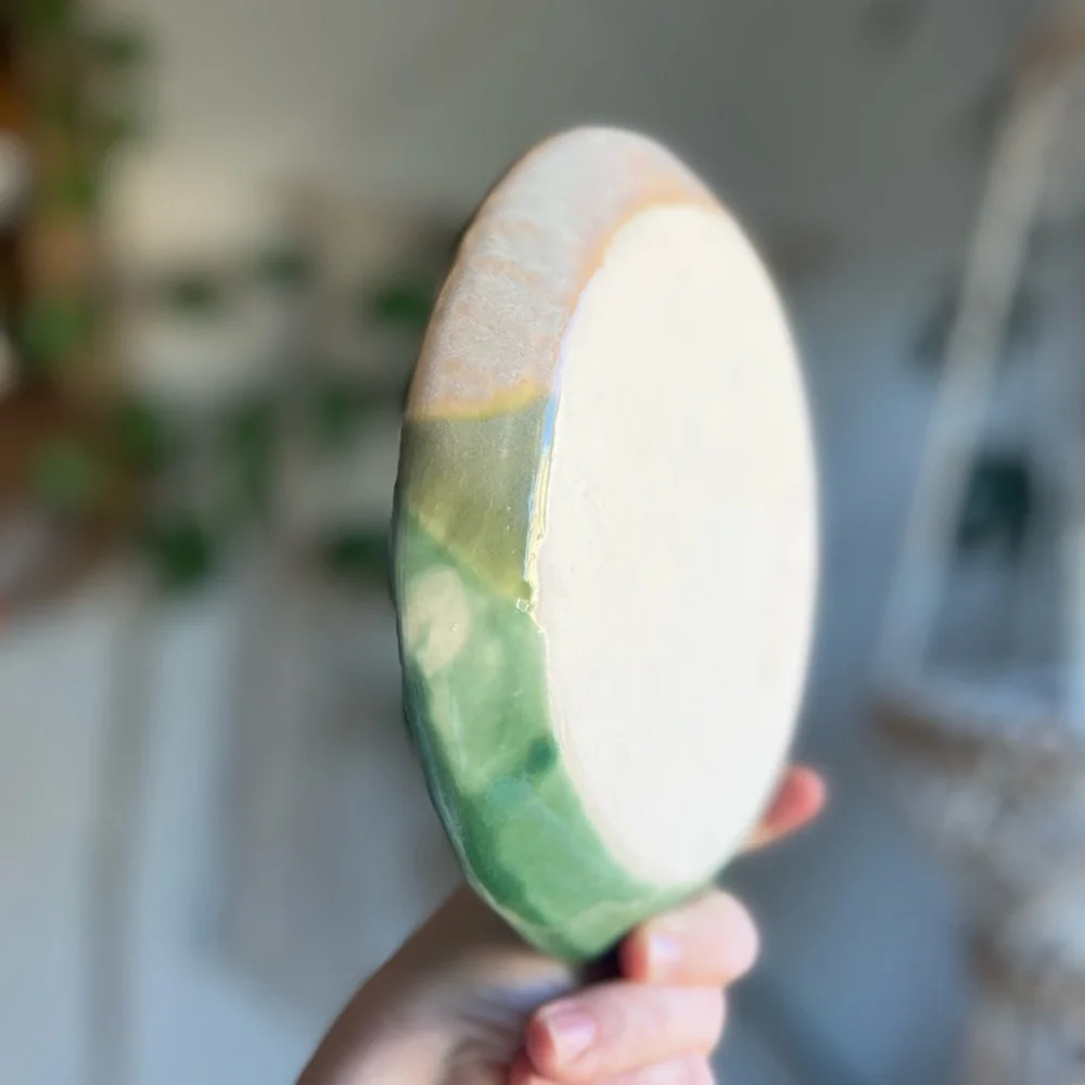 Handmade Green Mermaid Scales Ceramic Plate, 7-Inch Coastal Decorative Dish